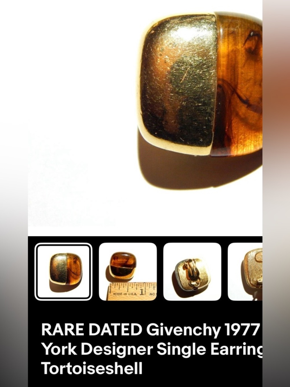 Givenchy Gold-Tone & Tortoiseshell RARE Vintage Earrings - Picture 2 of 6